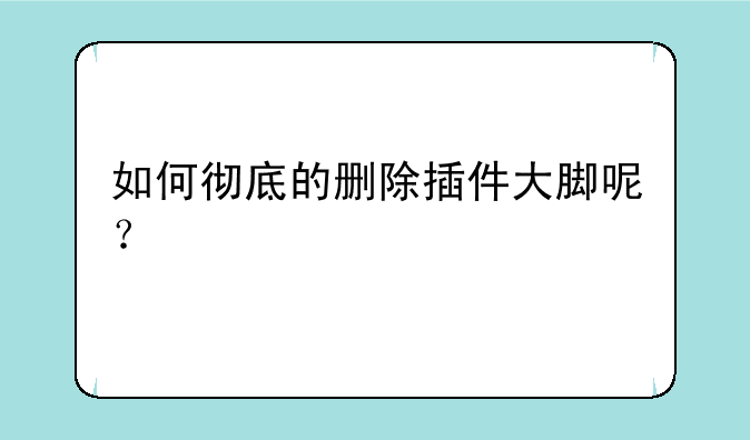 如何彻底的删除插件大脚呢？