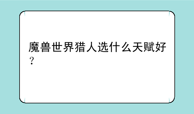 魔兽世界猎人选什么天赋好？
