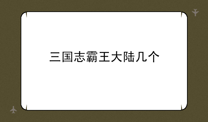 三国志霸王大陆几个