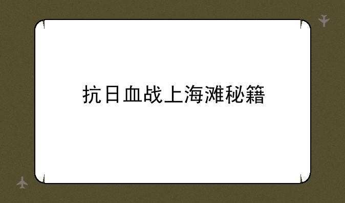 抗日血战上海滩秘籍