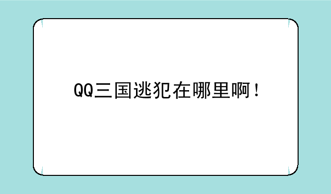 QQ三国逃犯在哪里啊！