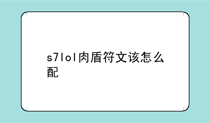 s7lol肉盾符文该怎么配