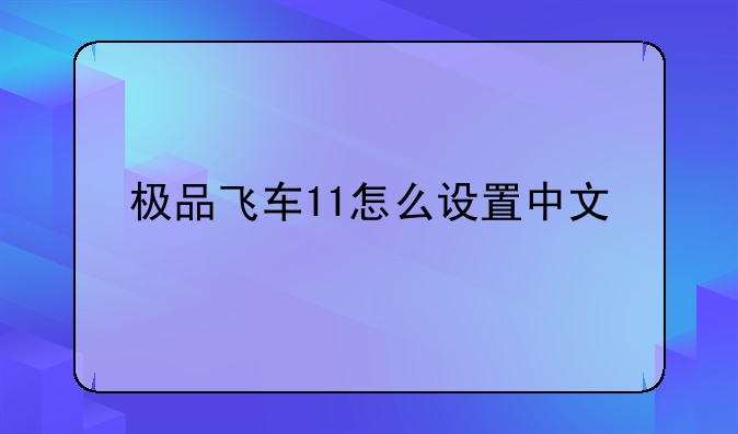 极品飞车11怎么设置中文