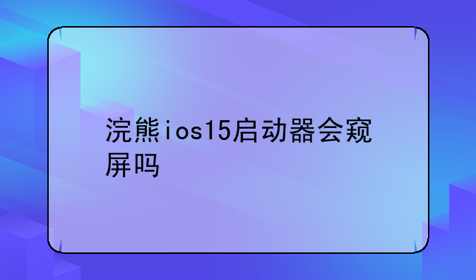 浣熊ios15启动器会窥屏吗