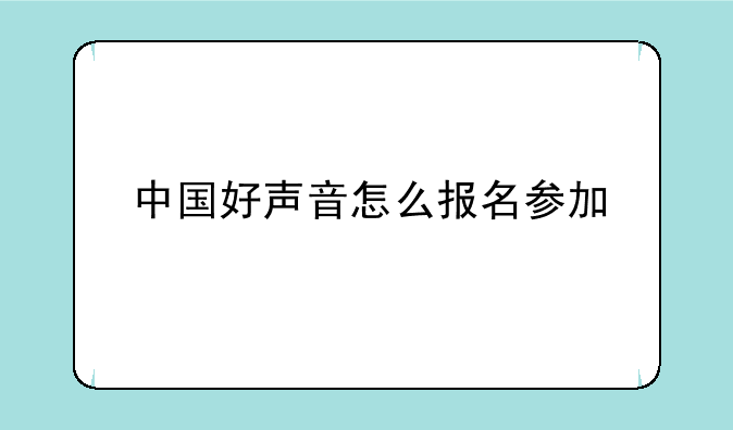 中国好声音怎么报名参加