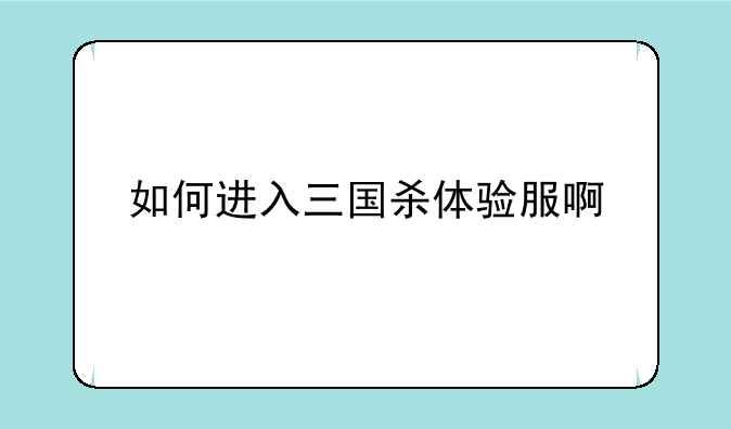 如何进入三国杀体验服啊