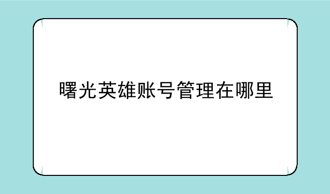 曙光英雄账号管理在哪里