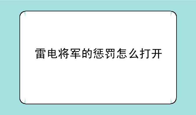 雷电将军的惩罚怎么打开