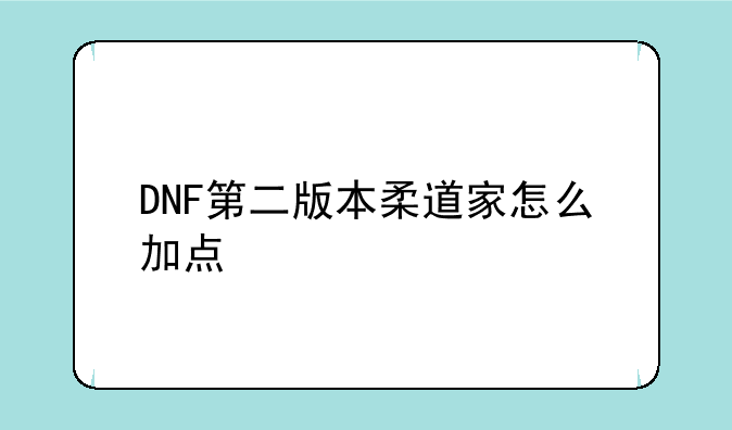 DNF第二版本柔道家怎么加点