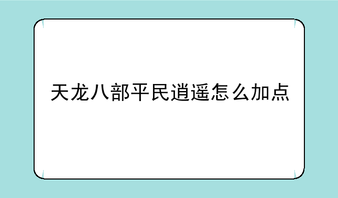天龙八部平民逍遥怎么加点