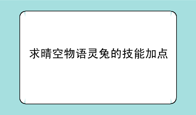 求晴空物语灵兔的技能加点