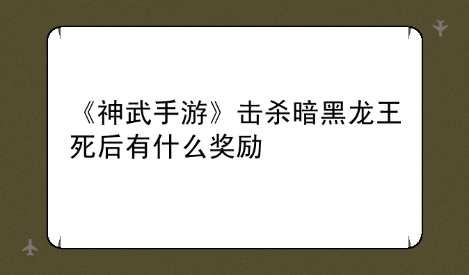 《神武手游》击杀暗黑龙王死后有什么奖励