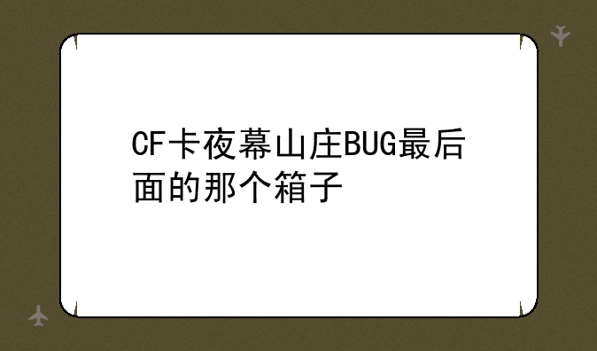 CF卡夜幕山庄BUG最后面的那个箱子