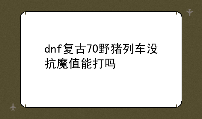 dnf复古70野猪列车没抗魔值能打吗