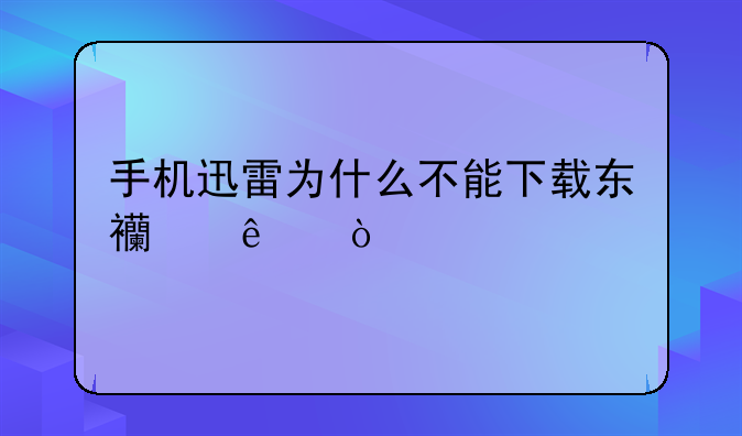 手机迅雷为什么不能下载东西了？