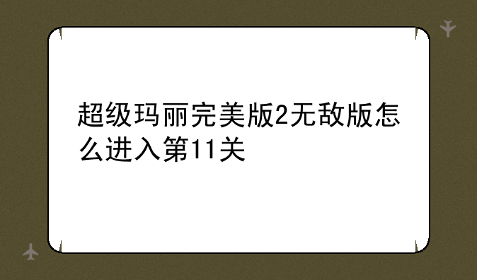 超级玛丽完美版2无敌版怎么进入第11关