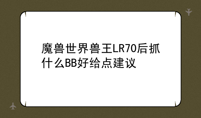 魔兽世界兽王LR70后抓什么BB好给点建议