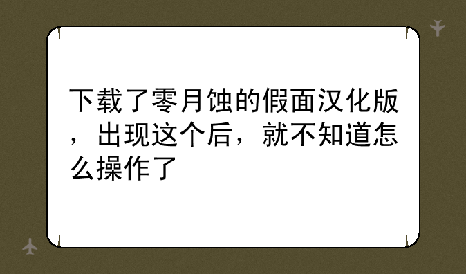 下载了零月蚀的假面汉化版，出现这个后，就不知道怎么操作了