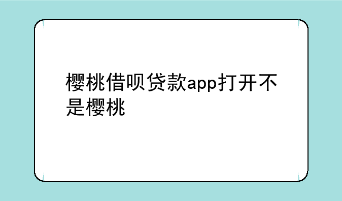 樱桃借呗贷款app打开不是樱桃
